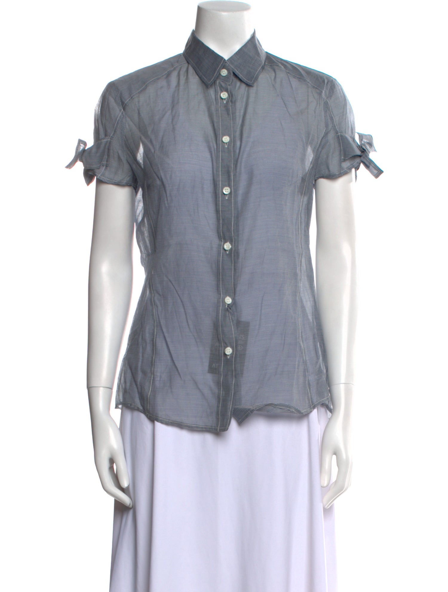 Red Valentino Striped Short Sleeve Button-Up Top w/ Tags