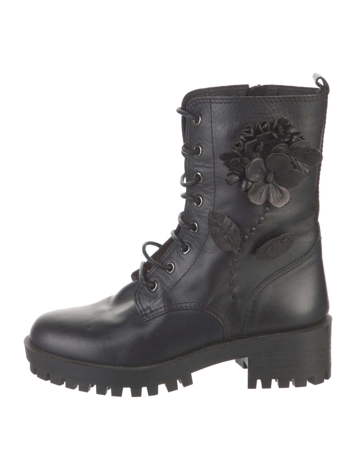Red Valentino Leather Combat Boots