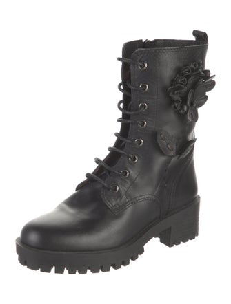 Red Valentino Leather Combat Boots