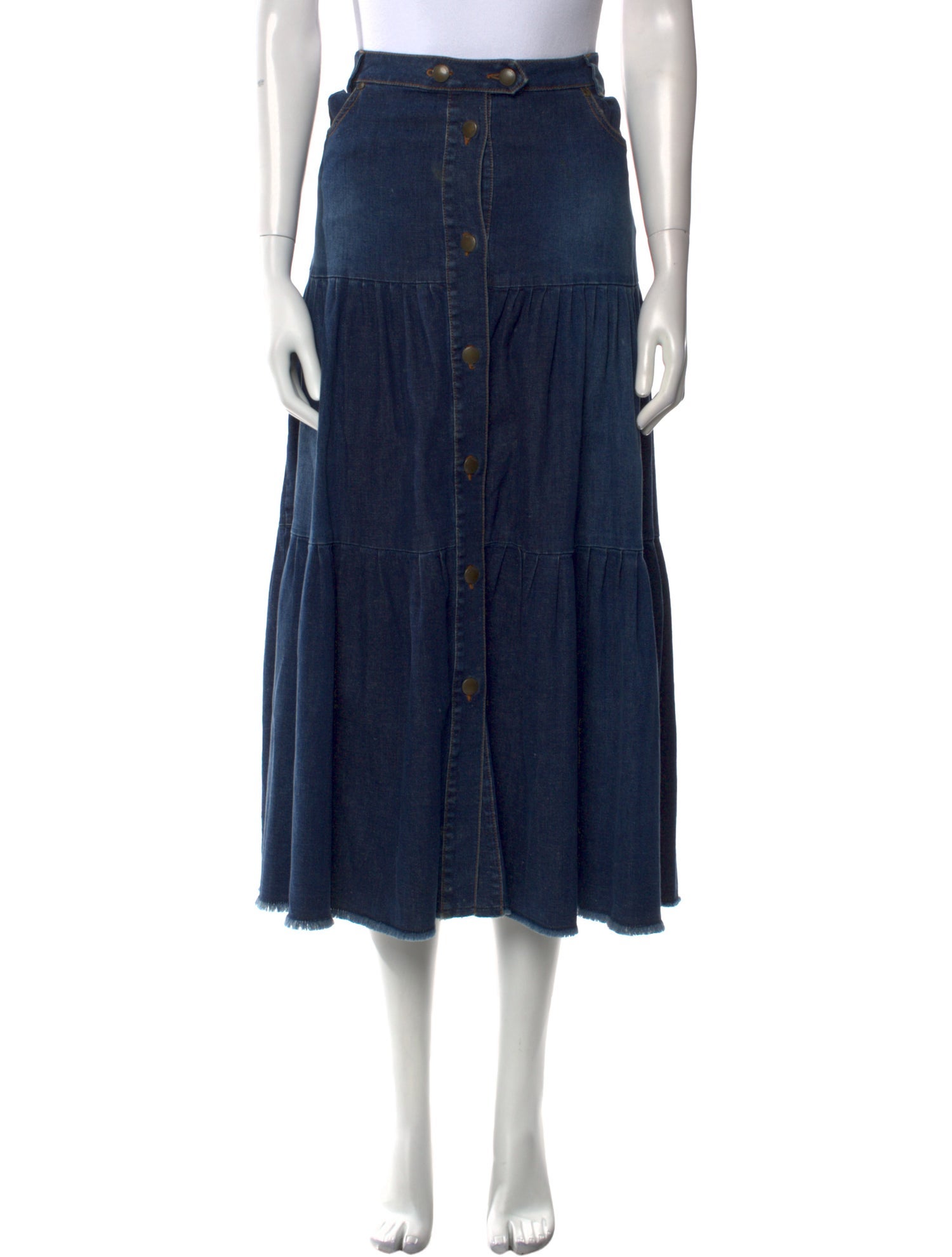 Red Valentino Raw-Edge Trim Midi Length Skirt