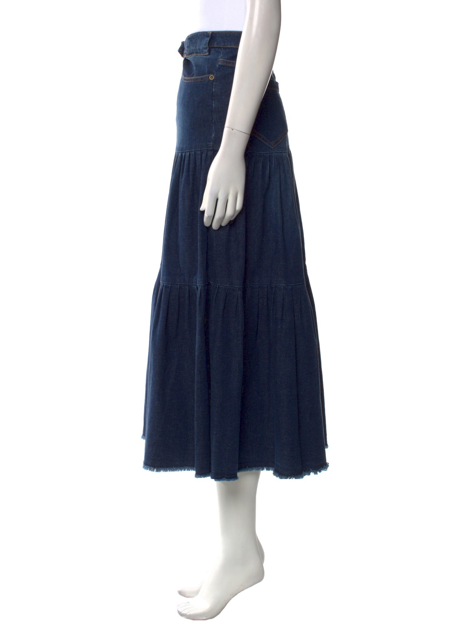 Red Valentino Raw-Edge Trim Midi Length Skirt