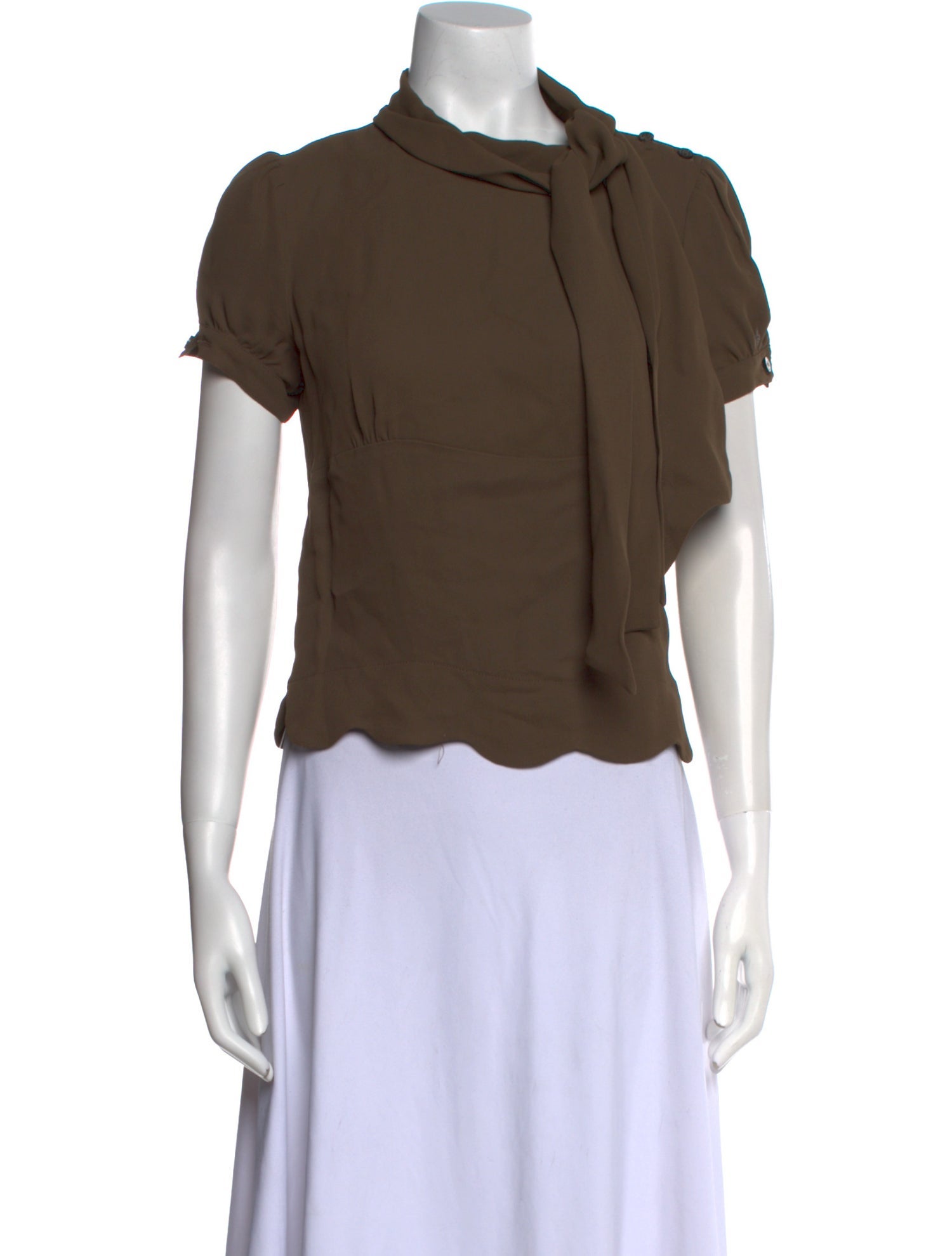 Red Valentino Mock Neck Short Sleeve Crop Top