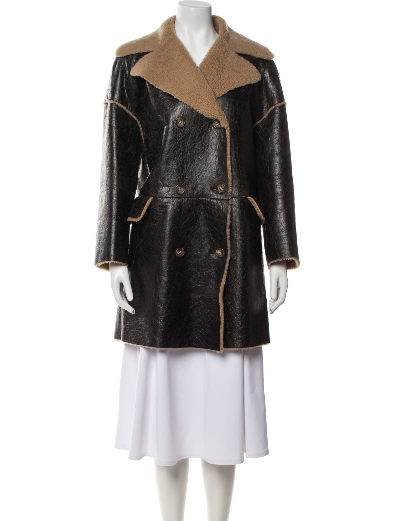 Red Valentino Leather Faux Fur Coat