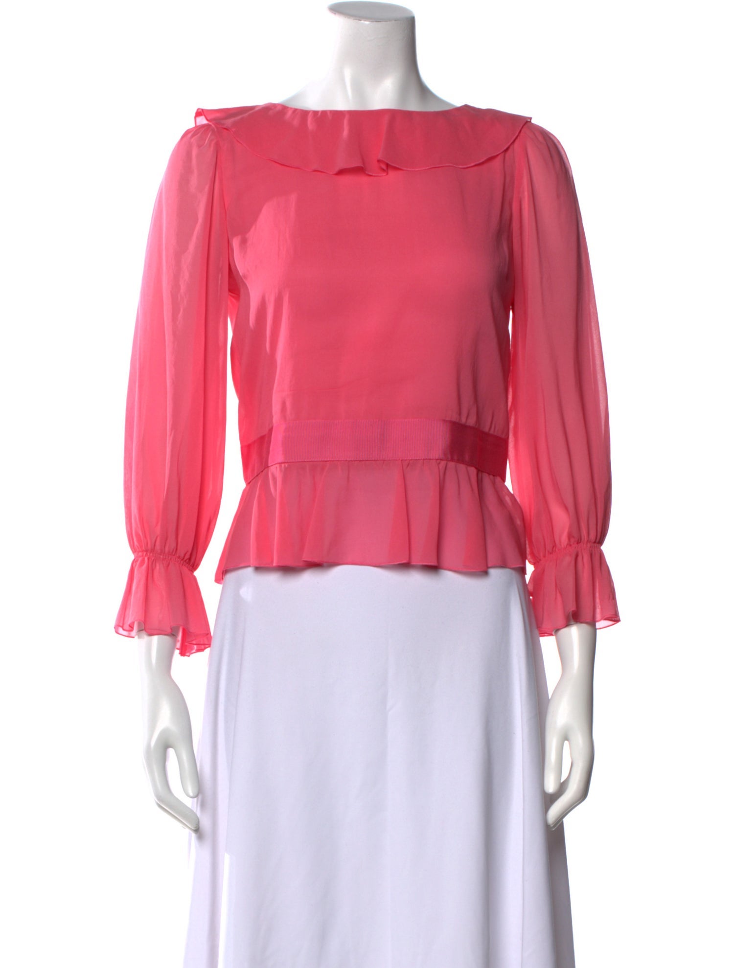 Red Valentino Bateau Neckline Three-Quarter Sleeve Blouse
