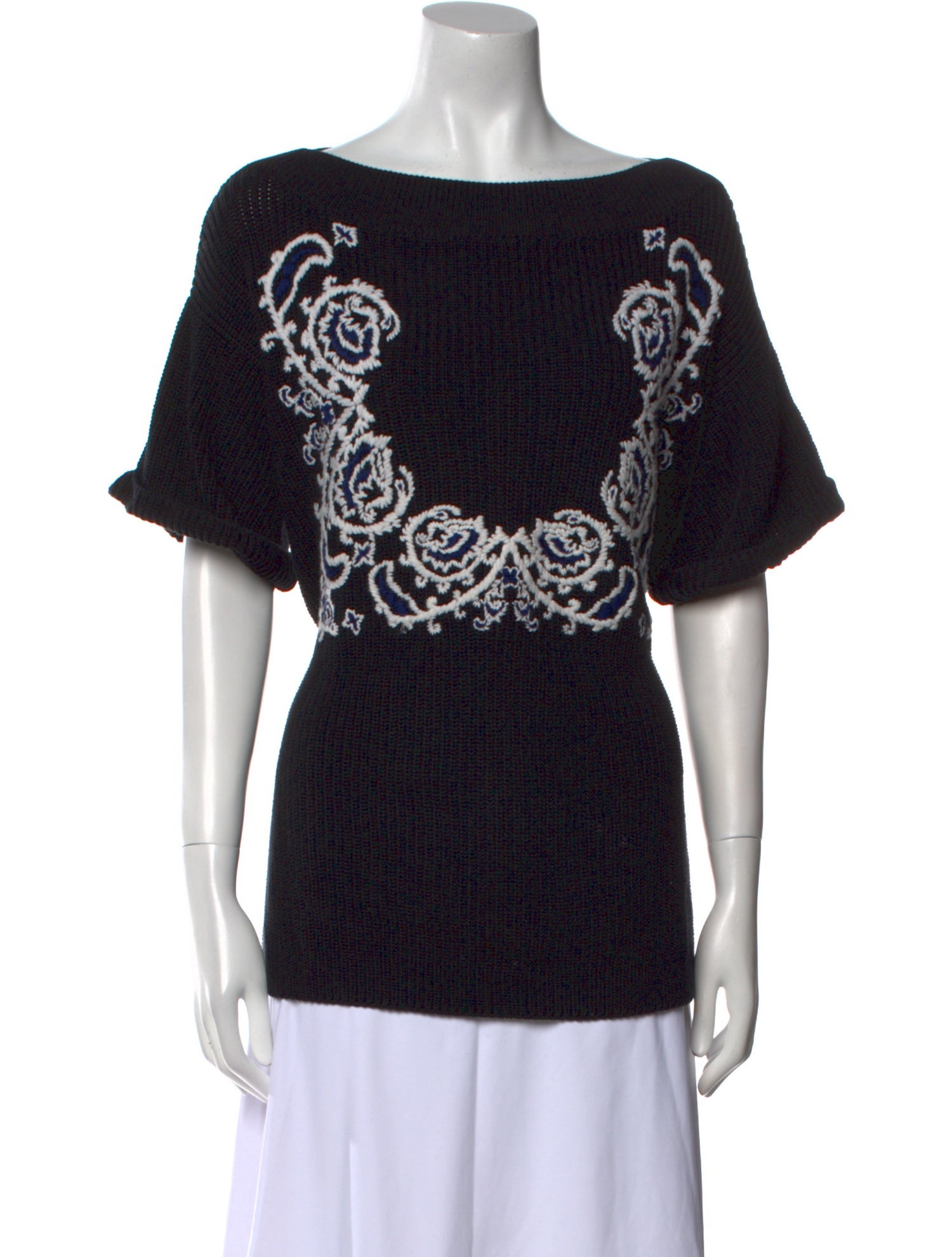 Red Valentino Printed Bateau Neckline Sweater