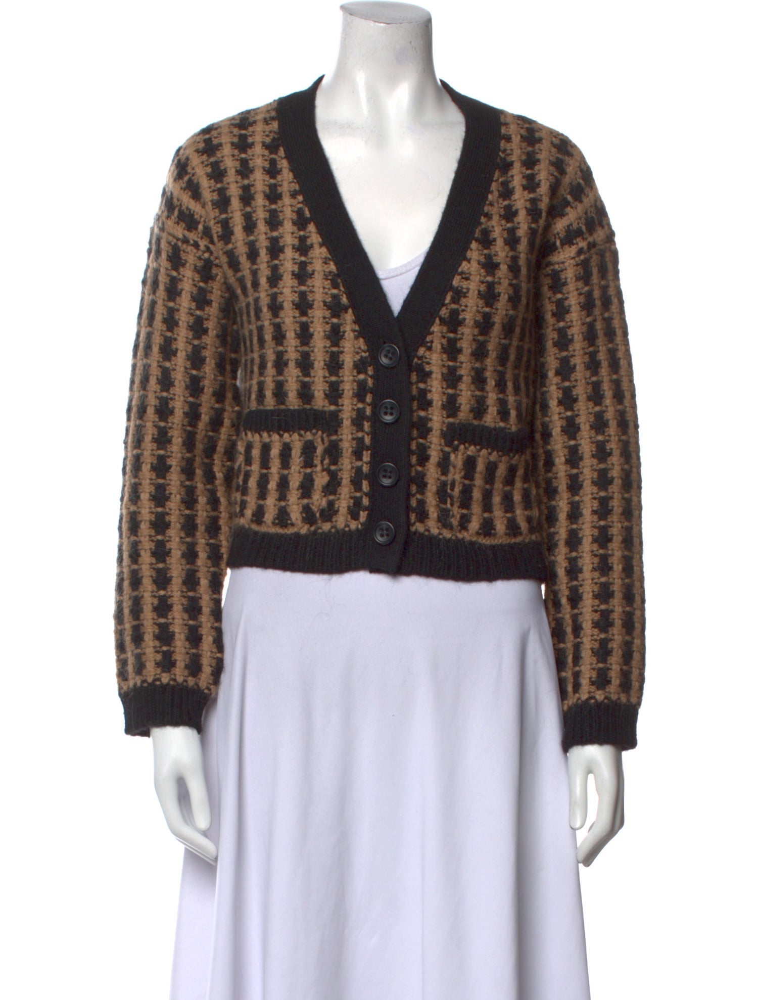 Red Valentino Printed V-Neck Sweater