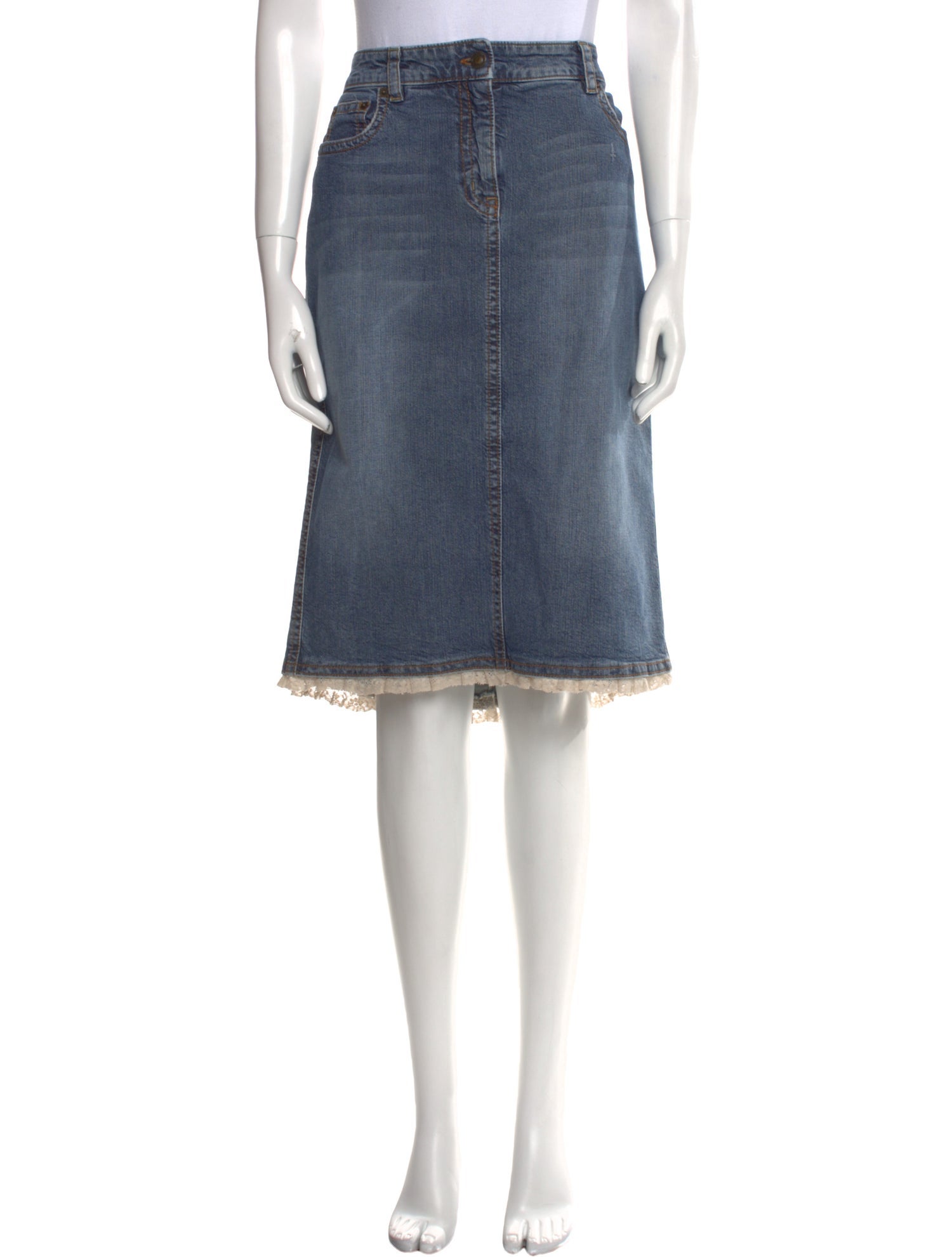 Red Valentino Pleated Accents Knee-Length Skirt