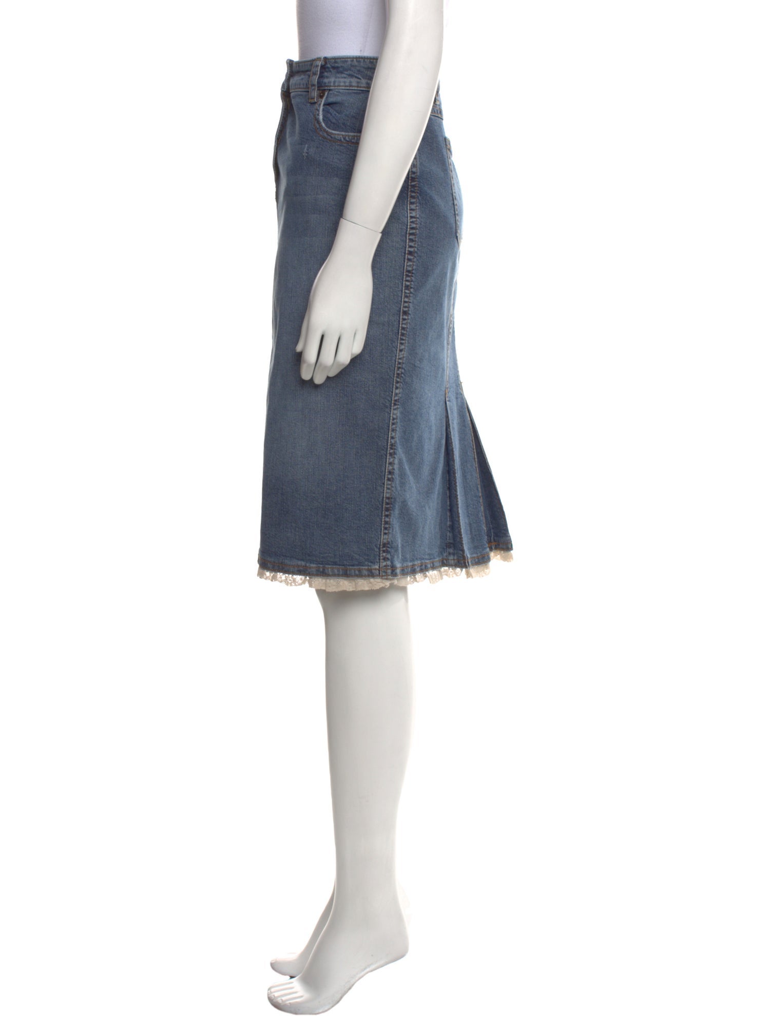 Red Valentino Pleated Accents Knee-Length Skirt