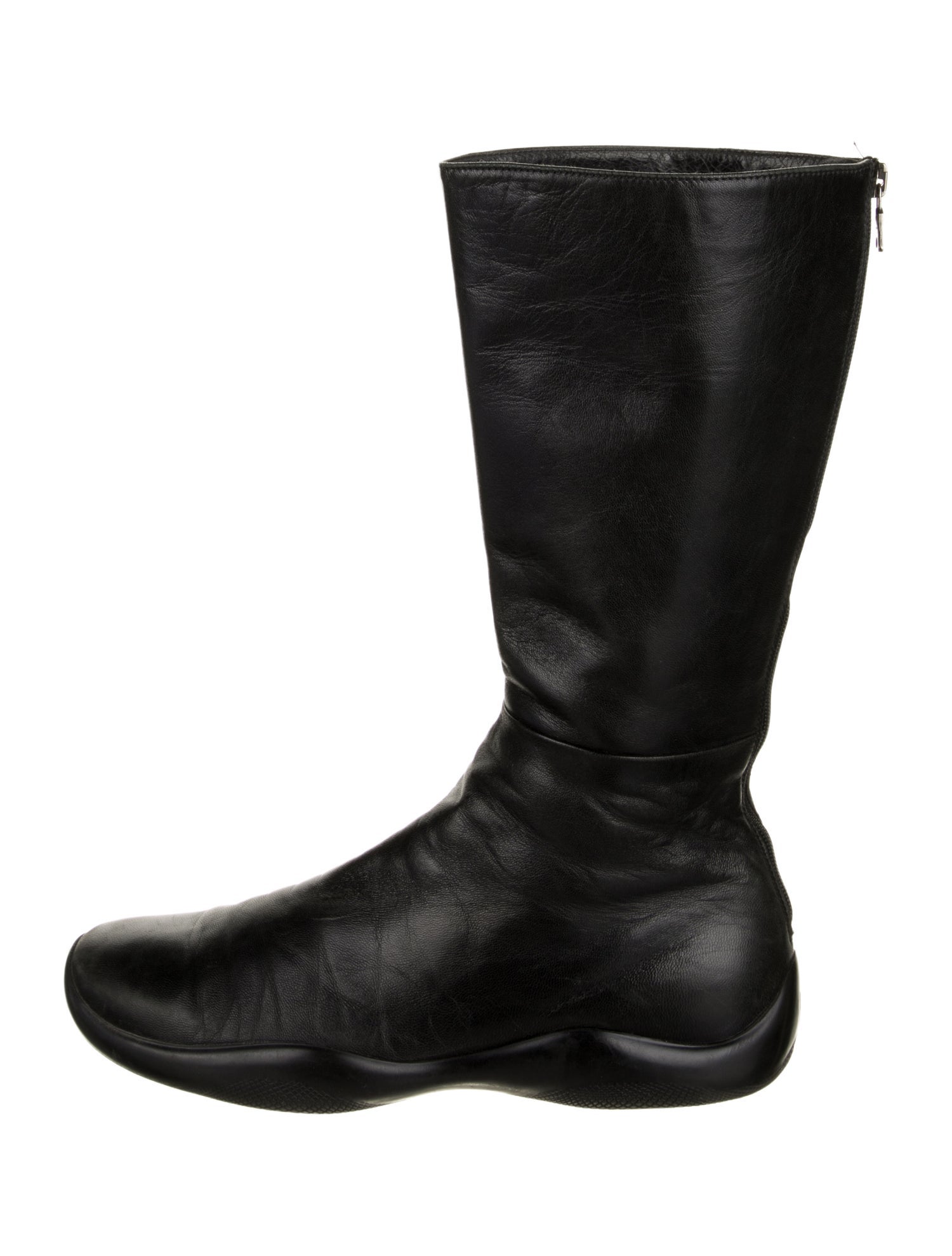Prada Sport Leather Bow Accents Riding Boots