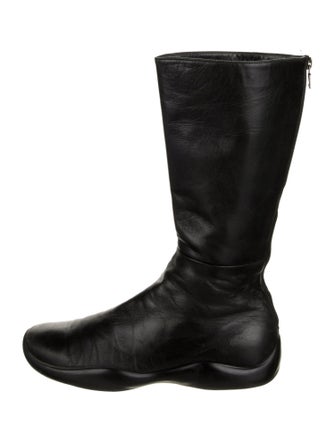 Prada Sport Leather Bow Accents Riding Boots