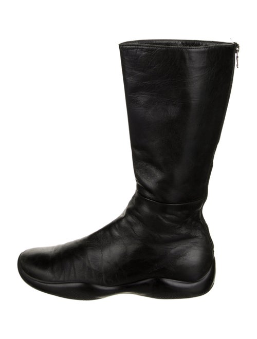Prada Sport Leather Bow Accents Riding Boots