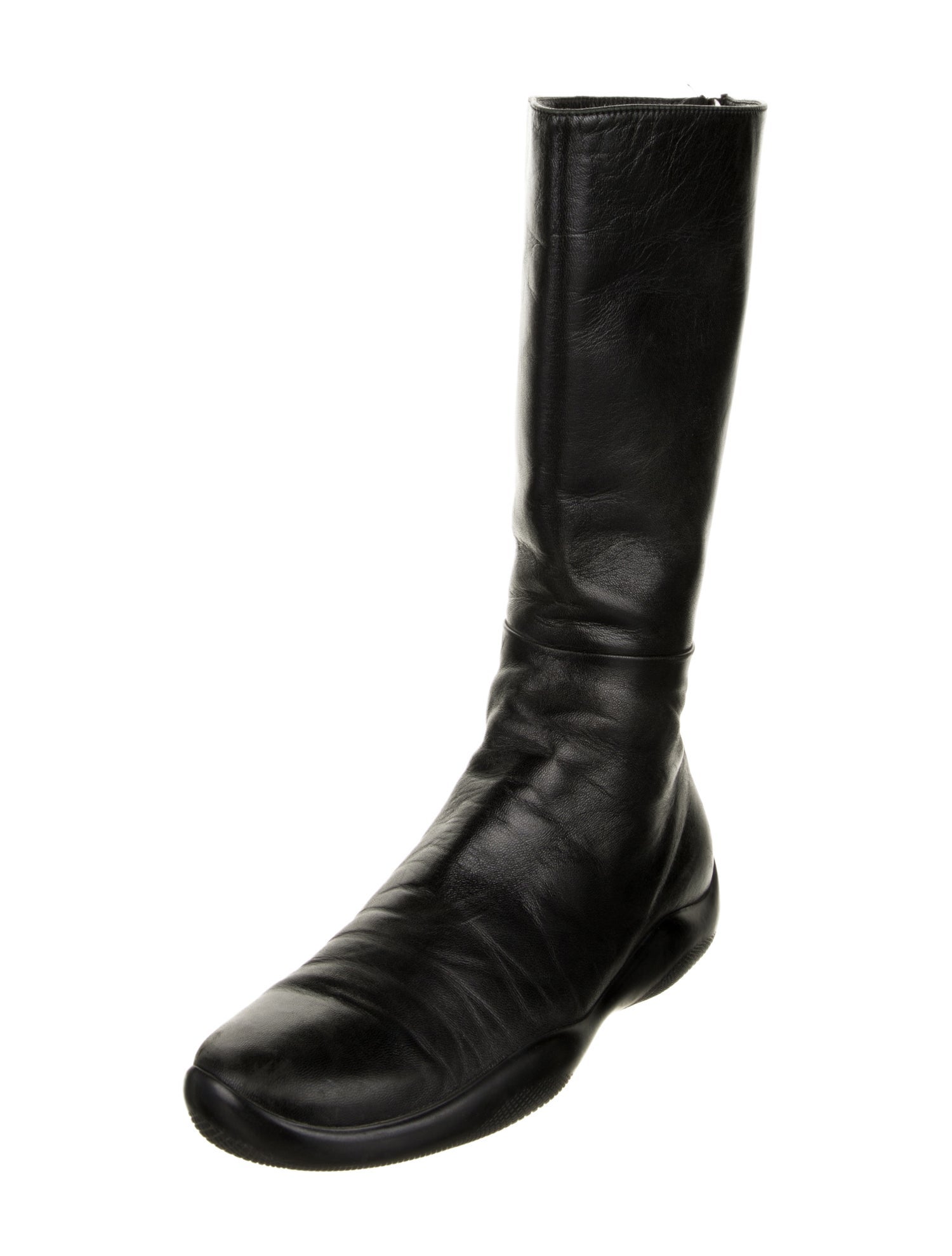 Prada Sport Leather Bow Accents Riding Boots