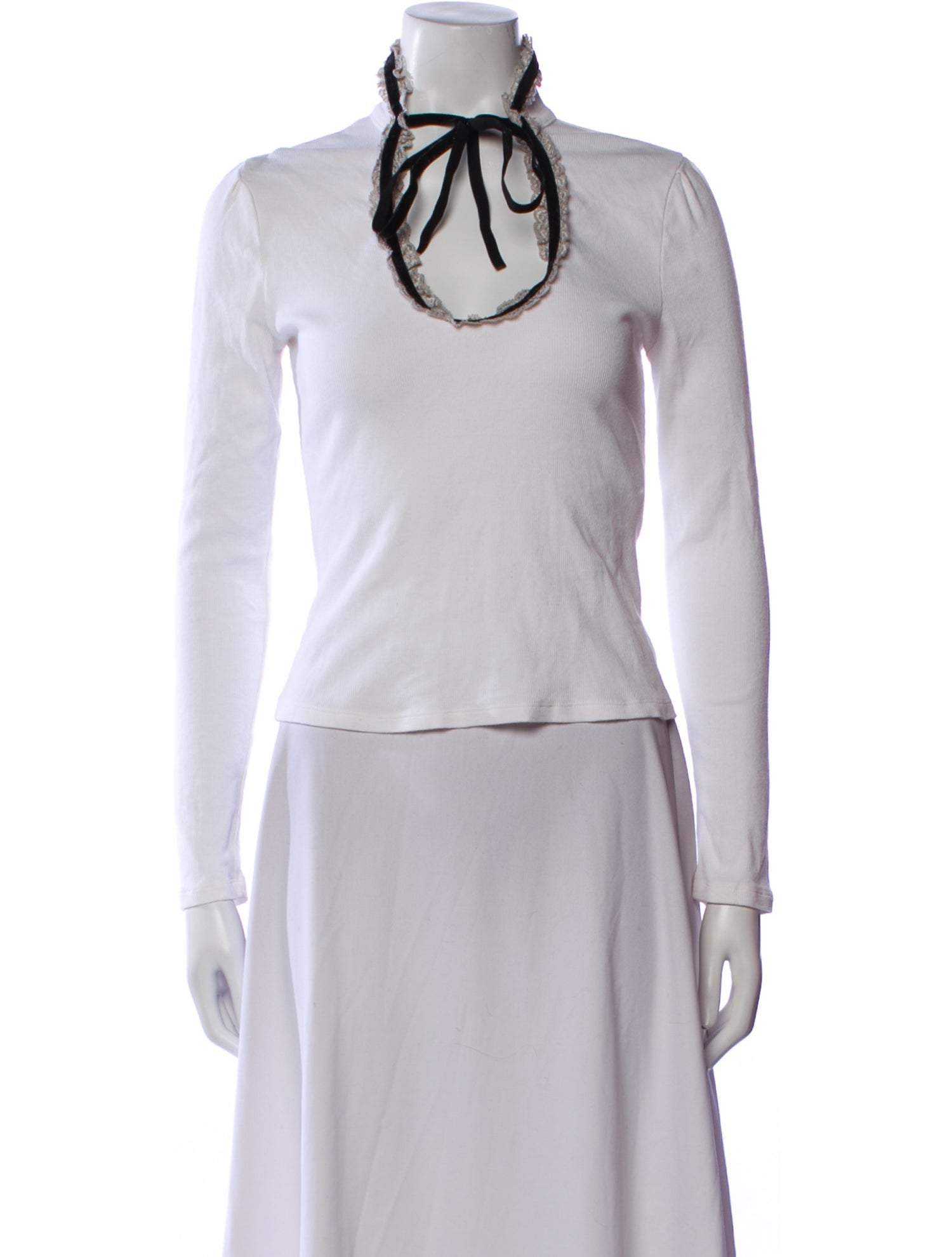 Red Valentino Mock Neck Long Sleeve Top