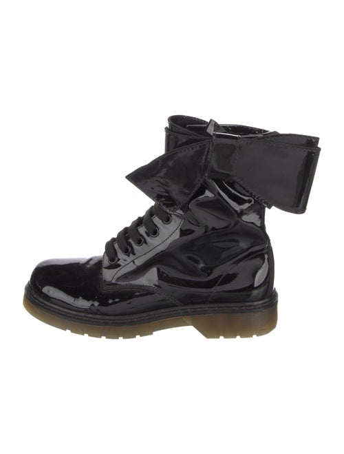Red Valentino Patent Leather Bow Accents Combat Boots