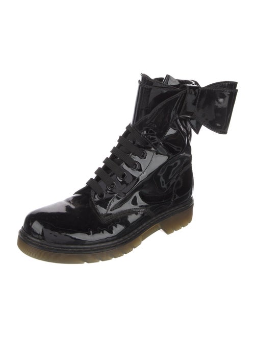 Red Valentino Patent Leather Bow Accents Combat Boots