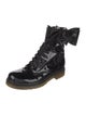Red Valentino Patent Leather Bow Accents Combat Boots