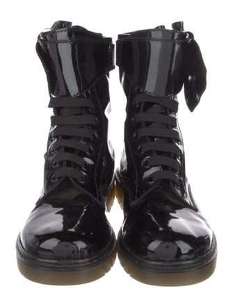 Red Valentino Patent Leather Bow Accents Combat Boots