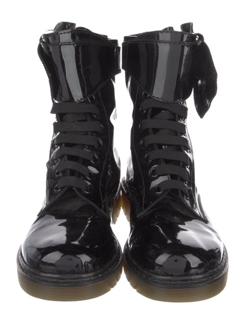 Red Valentino Patent Leather Bow Accents Combat Boots