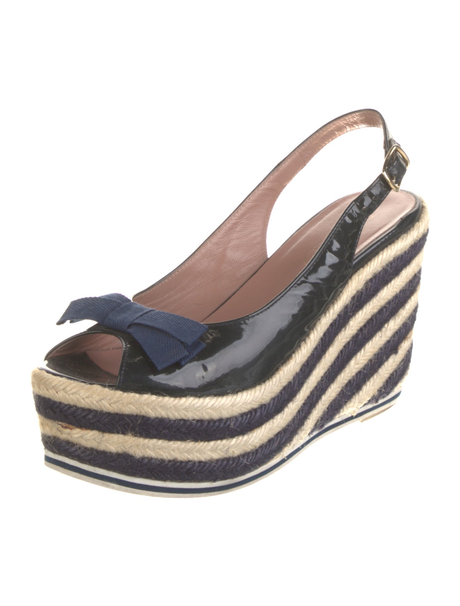 Red Valentino Patent Leather Striped Slingback Sandals