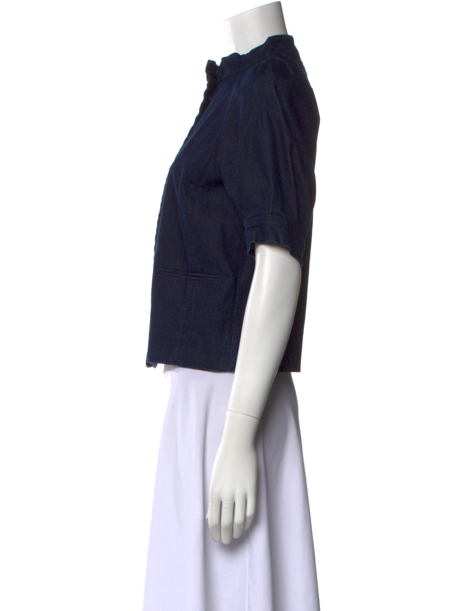 Red Valentino Mock Neck Short Sleeve Crop Top