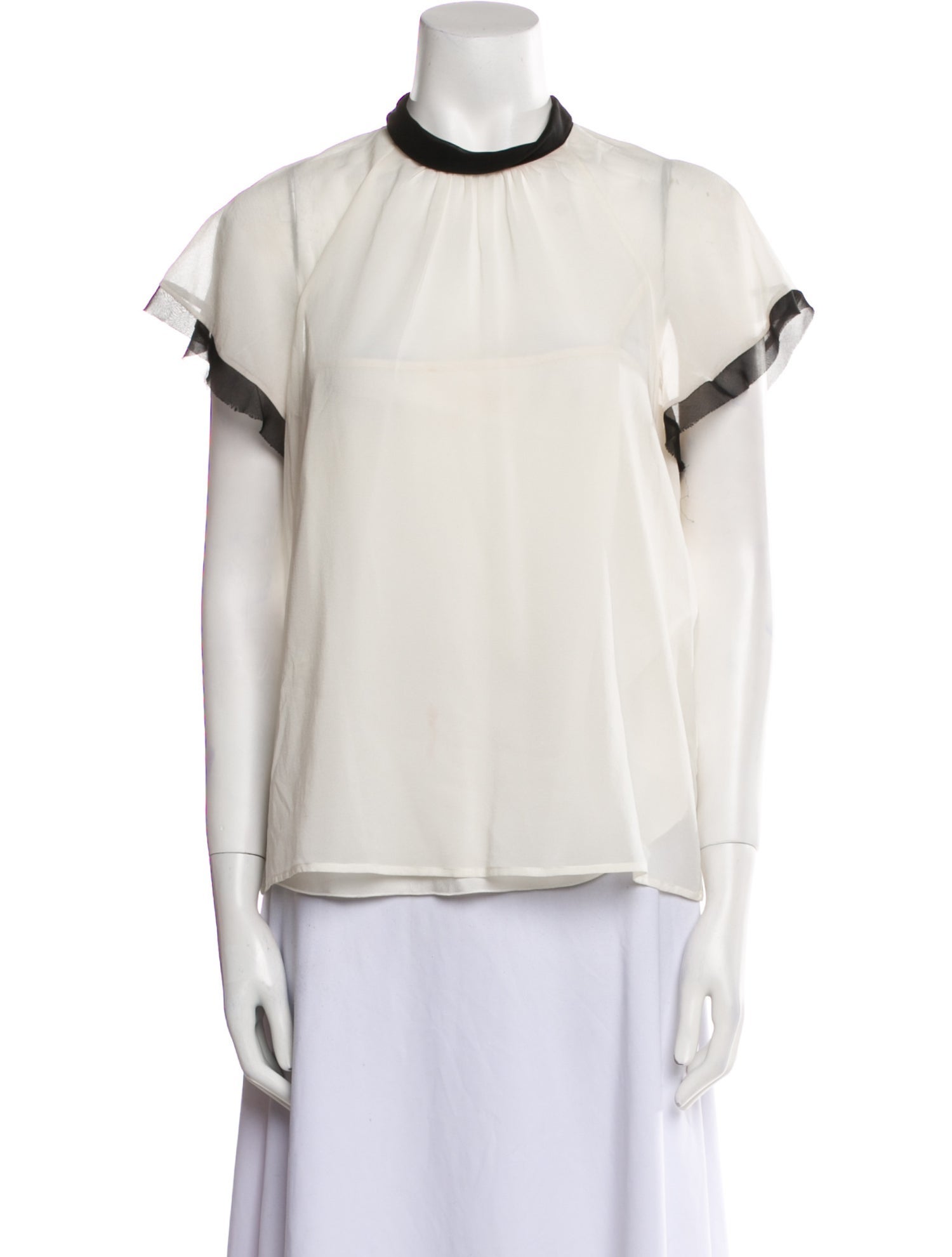 Red Valentino Mock Neck Short Sleeve Blouse