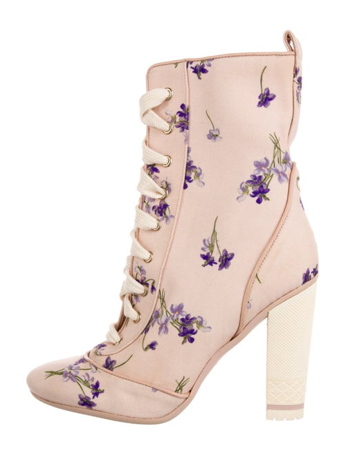 Red Valentino Floral Print Lace-Up Boots