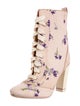 Red Valentino Floral Print Lace-Up Boots