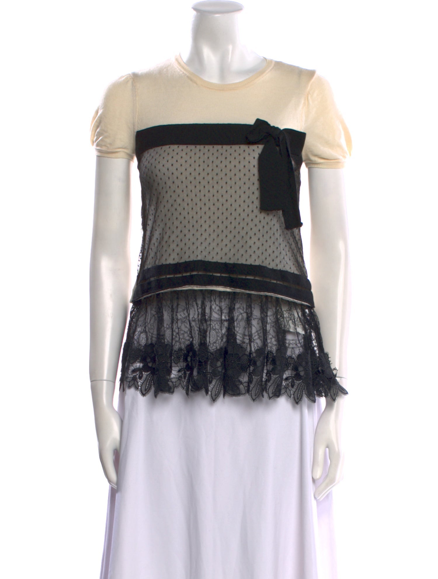 Red Valentino Virgin Wool Colorblock Pattern Top