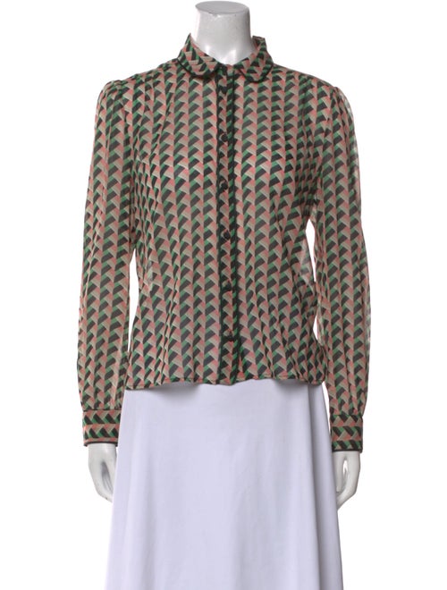 Red Valentino Silk Printed Button-Up Top