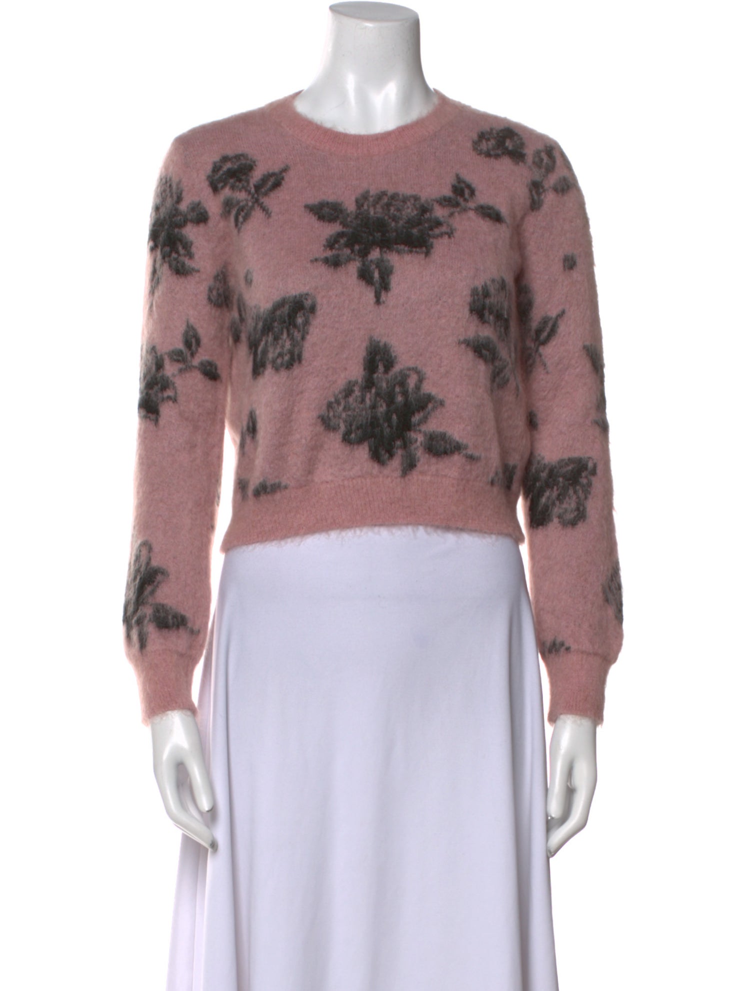 Red Valentino Floral Print Crew Neck Sweater