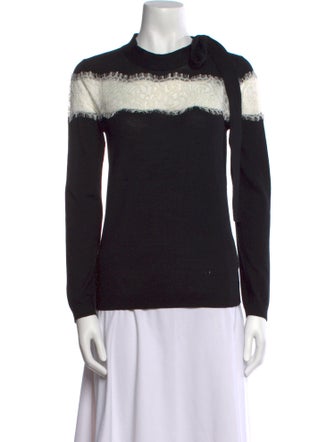 Red Valentino Virgin Wool Colorblock Pattern Sweater