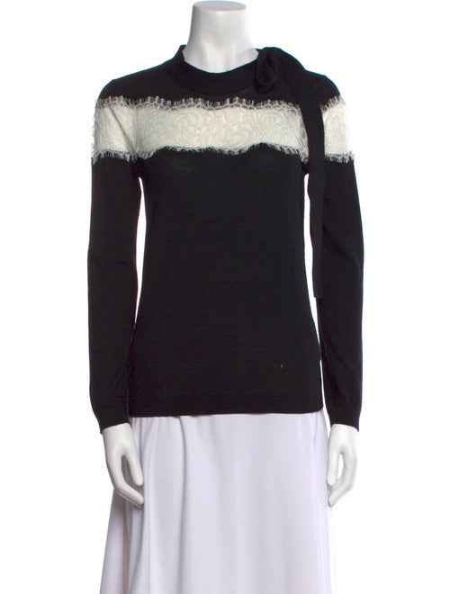 Red Valentino Virgin Wool Colorblock Pattern Sweater