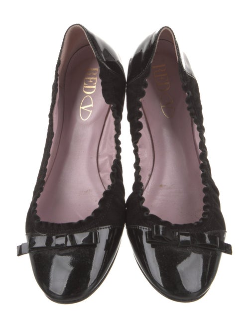 Red Valentino Suede Bow Accents Ballet Flats
