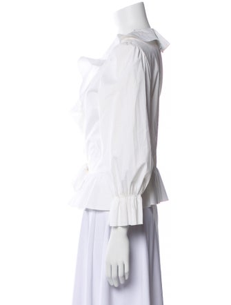 Red Valentino V-Neck Three-Quarter Sleeve Blouse