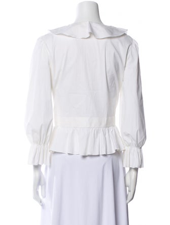 Red Valentino V-Neck Three-Quarter Sleeve Blouse