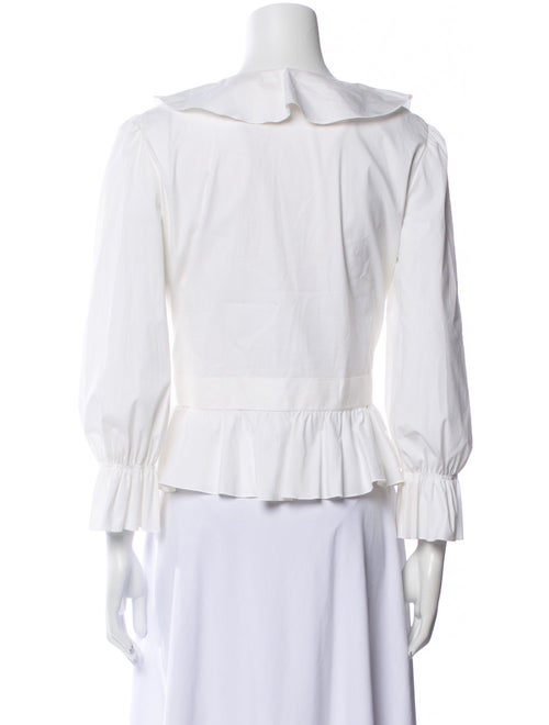 Red Valentino V-Neck Three-Quarter Sleeve Blouse