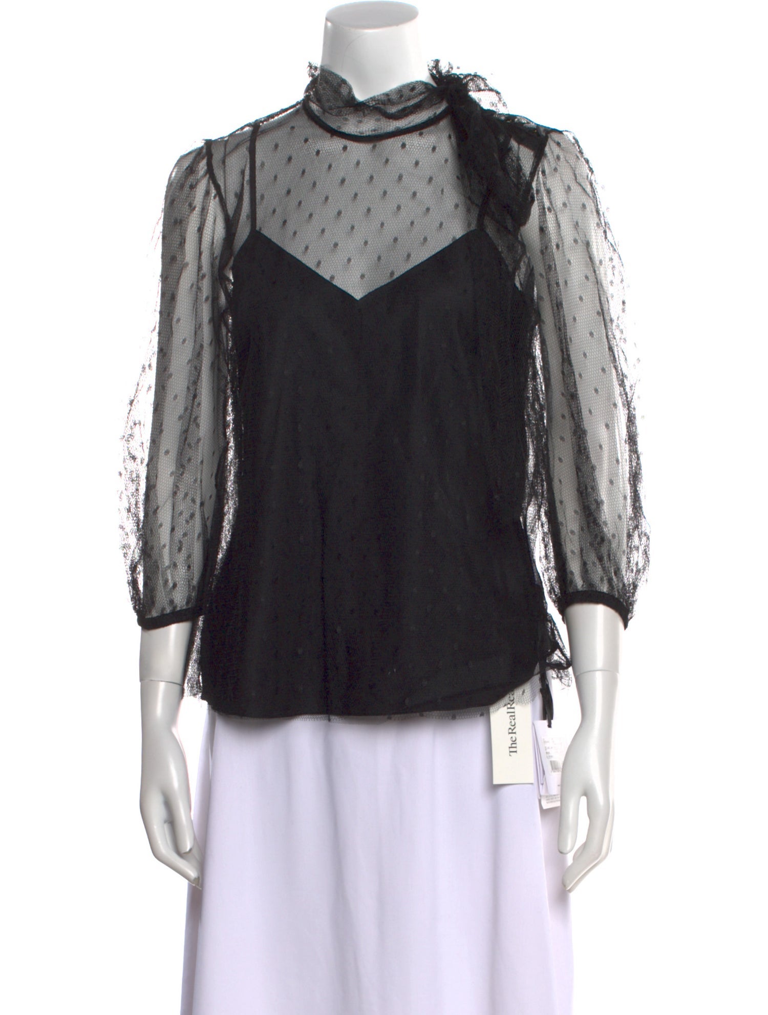 Red Valentino Mesh Mock Neck Blouse