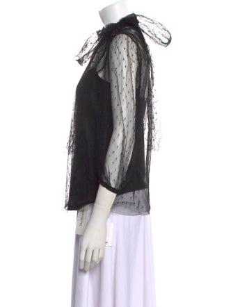 Red Valentino Mesh Mock Neck Blouse