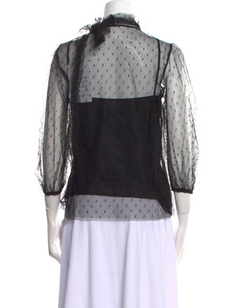 Red Valentino Mesh Mock Neck Blouse