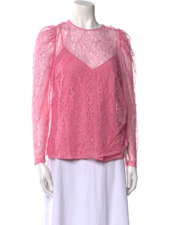 Red Valentino Lace Pattern Crew Neck Blouse