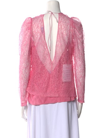 Red Valentino Lace Pattern Crew Neck Blouse