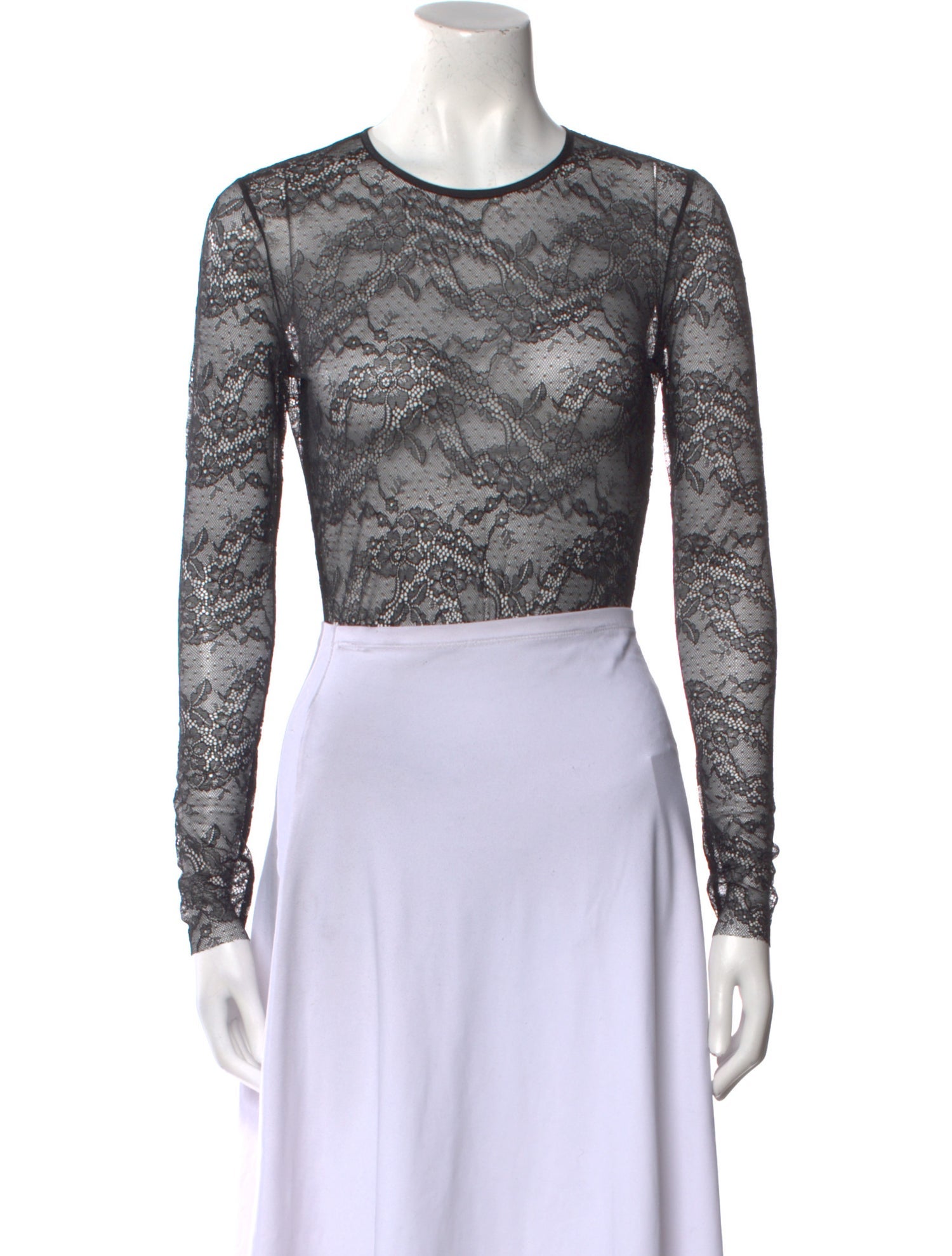 Red Valentino Crew Neck Long Sleeve Crop Top