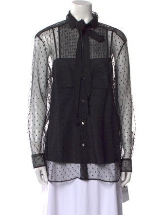 Red Valentino Long Sleeve Button-Up Top