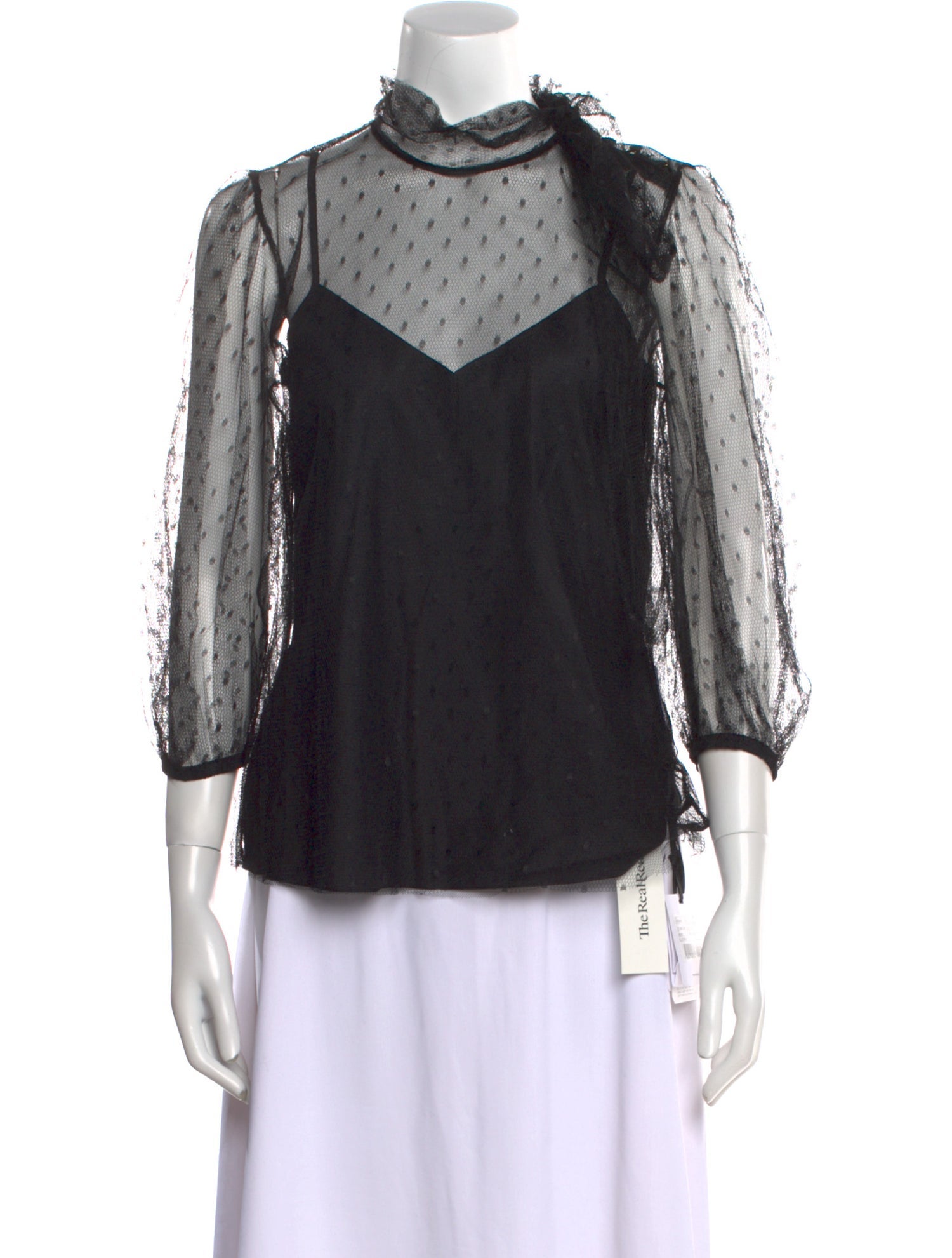 Red Valentino Mesh Mock Neck Blouse