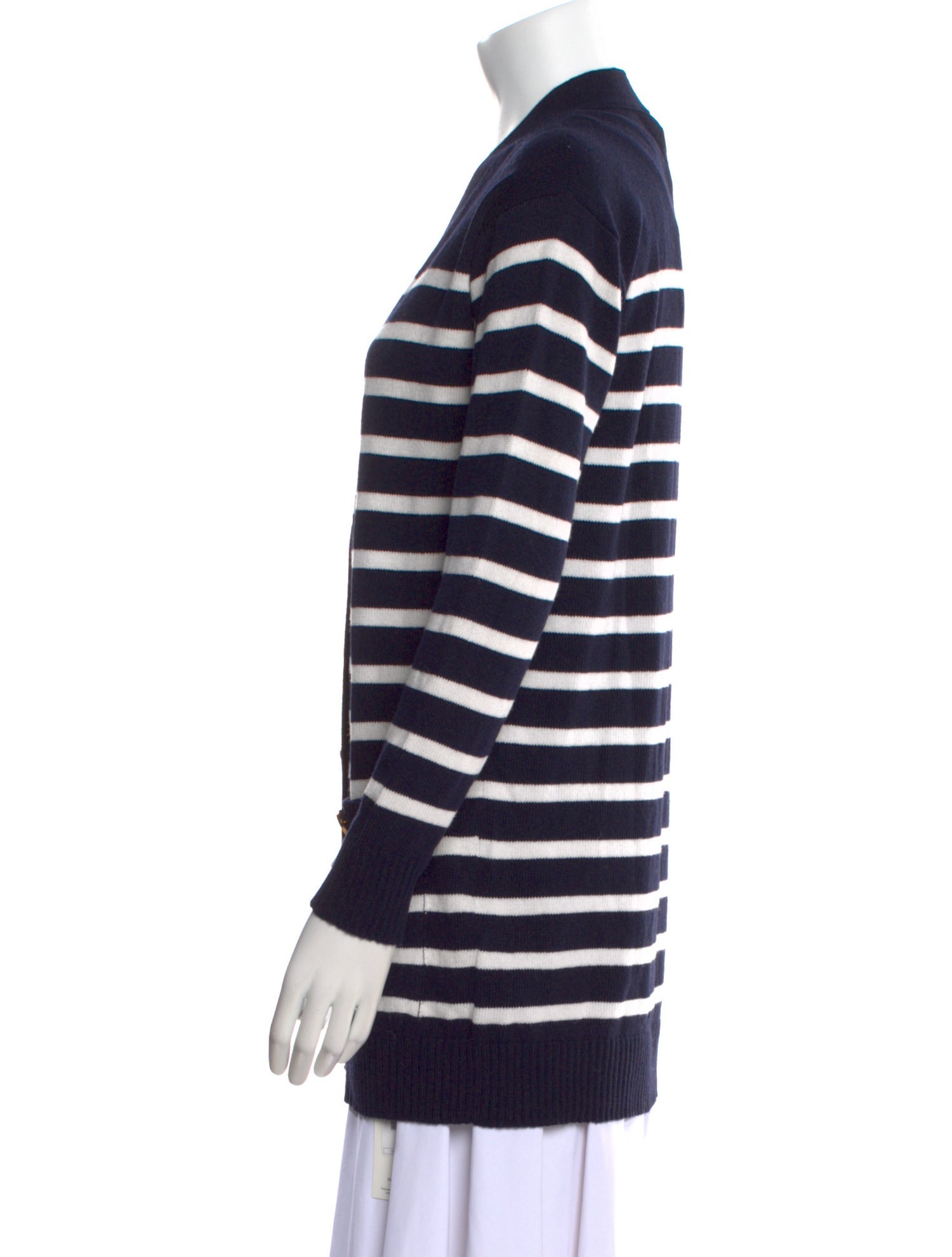 Red Valentino Striped V-Neck Sweater