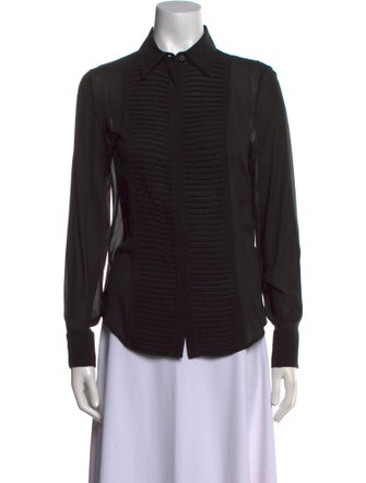 Red Valentino Silk Long Sleeve Button-Up Top