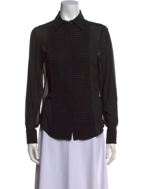 Red Valentino Silk Long Sleeve Button-Up Top