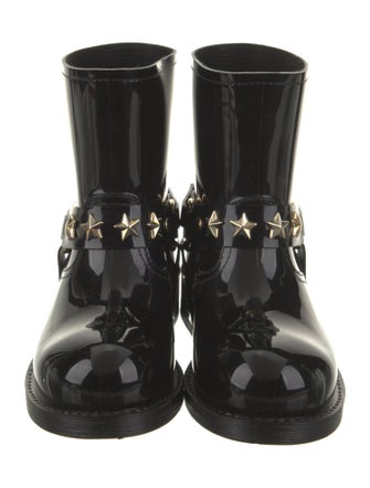 Red Valentino Rubber Chain-Link Accents Rain Boots