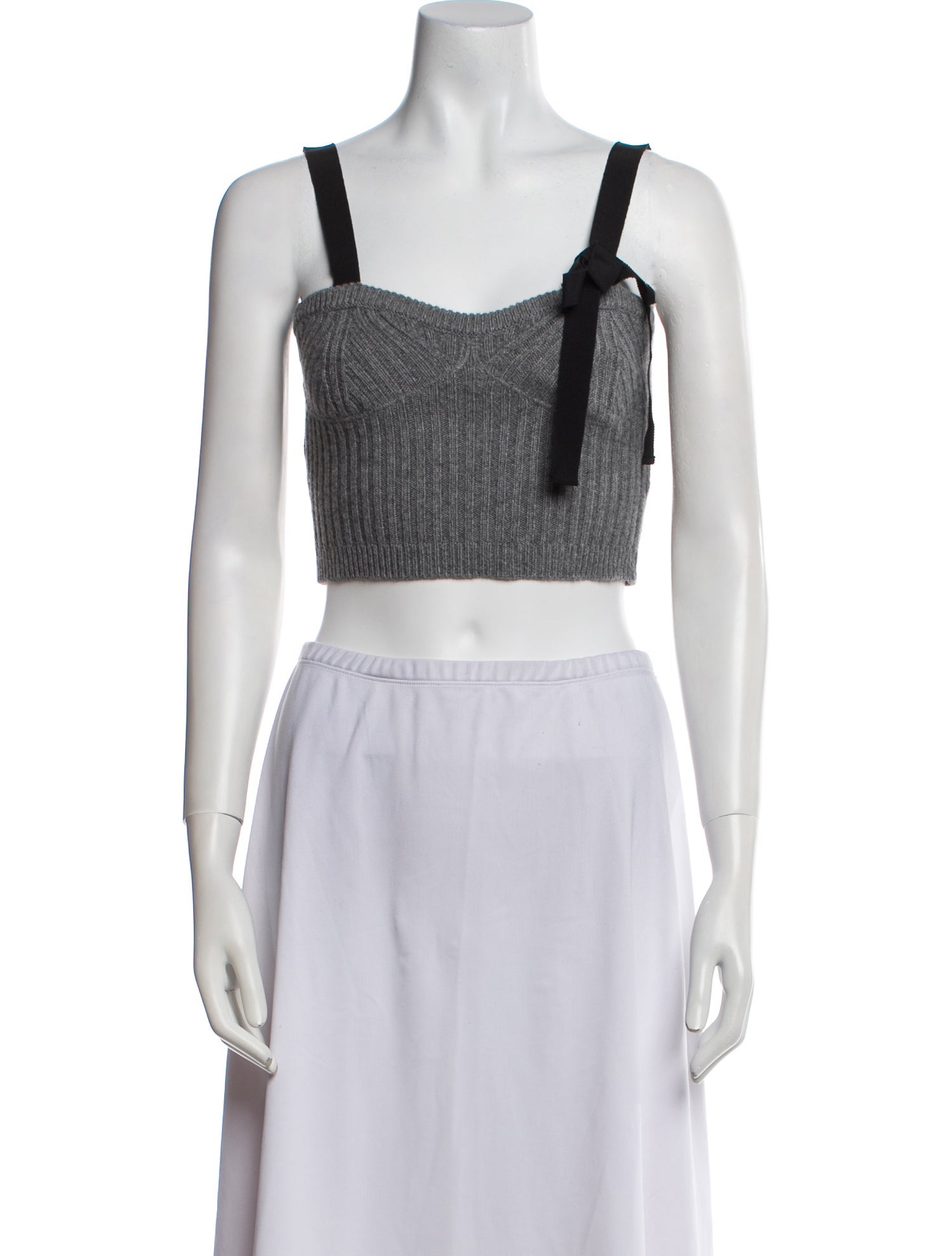 Red Valentino Square Neckline Sleeveless Crop Top