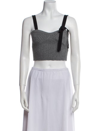 Red Valentino Square Neckline Sleeveless Crop Top
